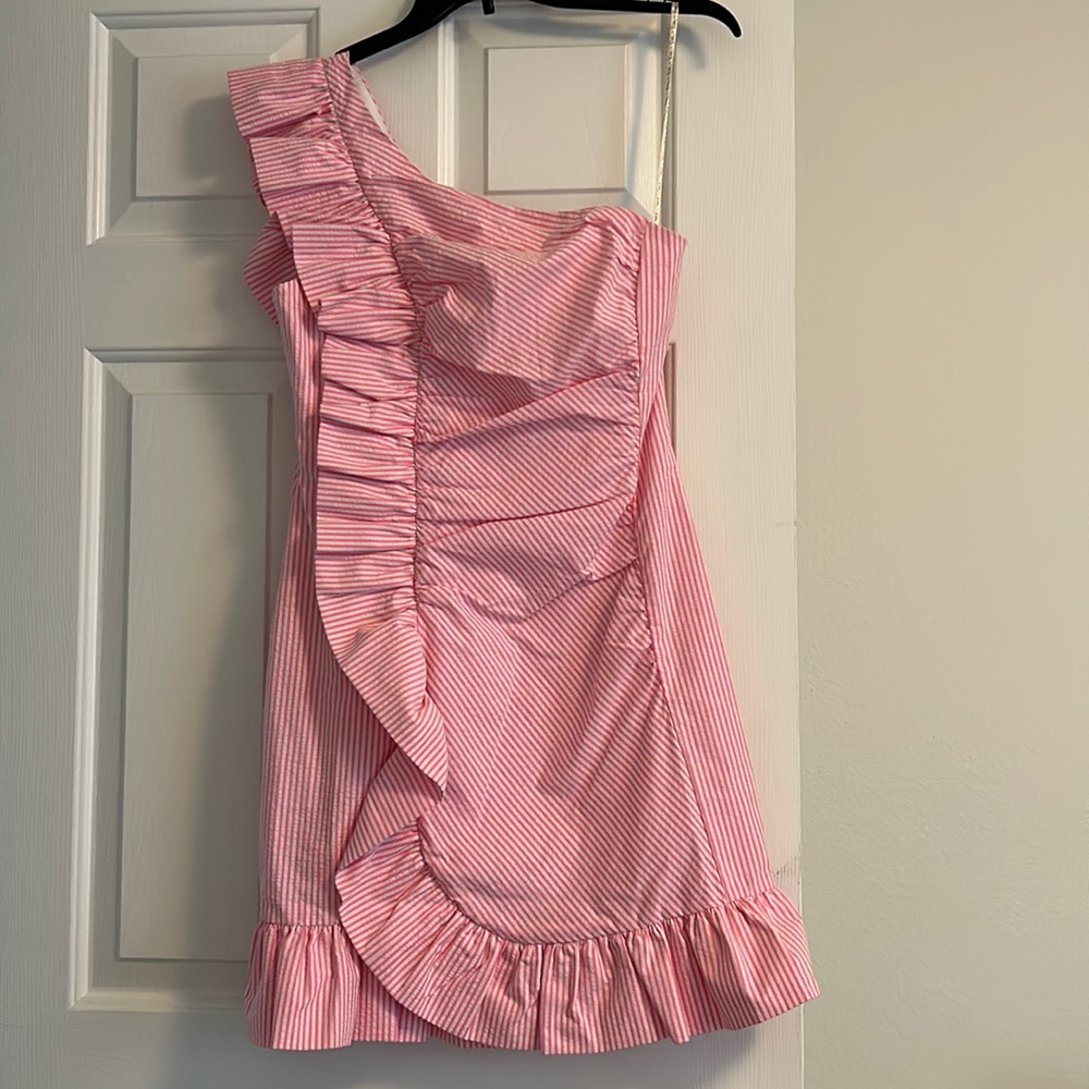 Lilly Pulitzer Tiffani Dress in Havana Pink Seersucker